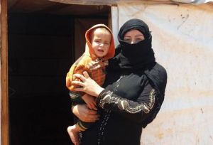 Warda, with her child Jaafar in Lebanon