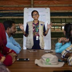 Iffat Tahmid Fatema in the community consultation tools meeting for Oxfam staff