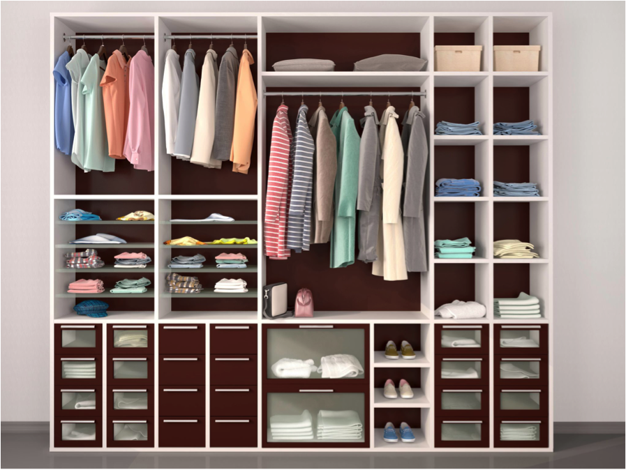 wardrobe of clothes