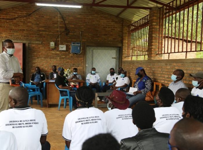 Farmers in Rulindo showing off their newly established cold room and collection space for flowers in Rulindo District