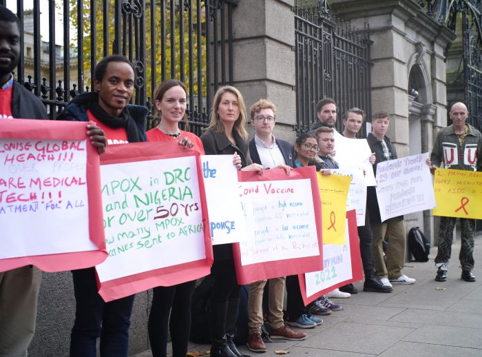 World AIDS Day in front of the Dáil asking for the WHO Pandemic Treaty being negotiated now to deliver global health equity.