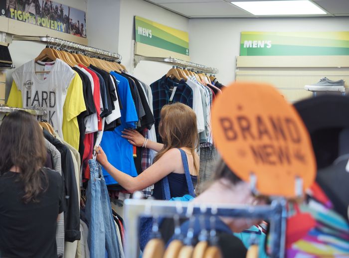 Customer shopping in Oxfam shop