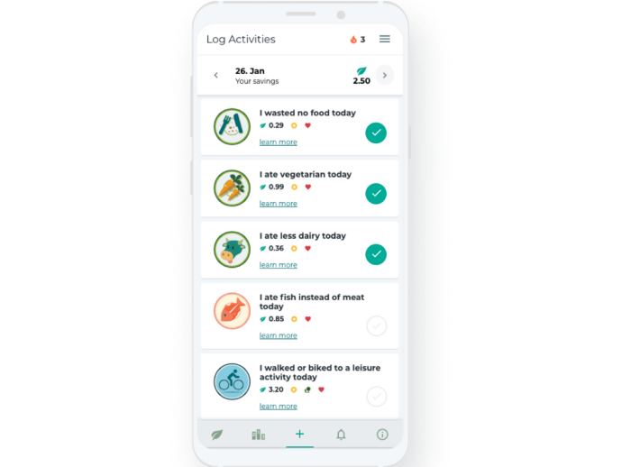 Preview of the "Log Activities" interface of the Oxfam's Corporate Sustainablility Challenge.