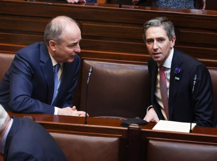 Taoiseach Simon Harris and Tánaiste Mícheál Martin