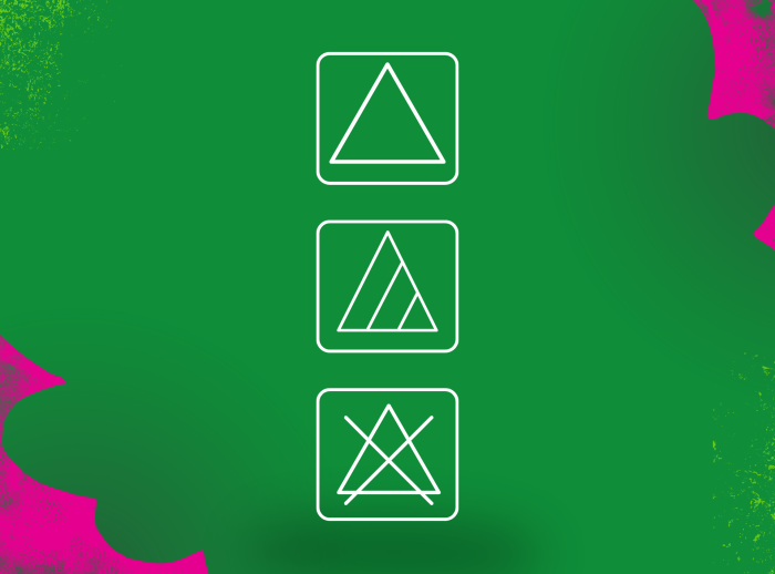 Clothes labels Bleaching symbols 