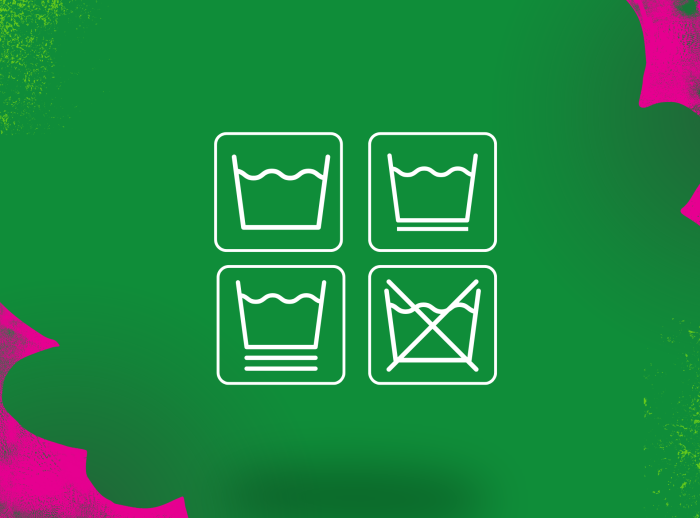 Clothes labels Synthetics and cottons washing symbols