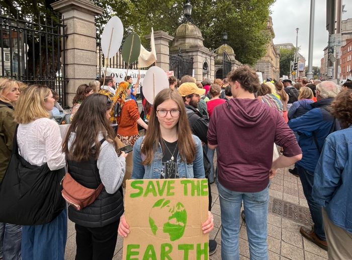 Ambassador Aimée Kielt at a climate march in Dublin