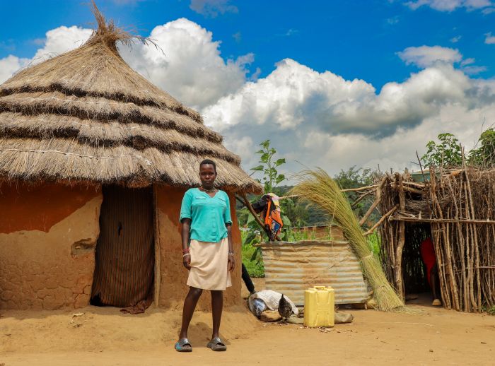 Noak Mercy in front of her house
