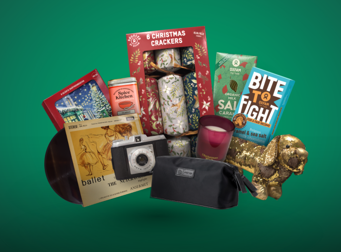 Selection of gifts you could find in an Oxfam store.