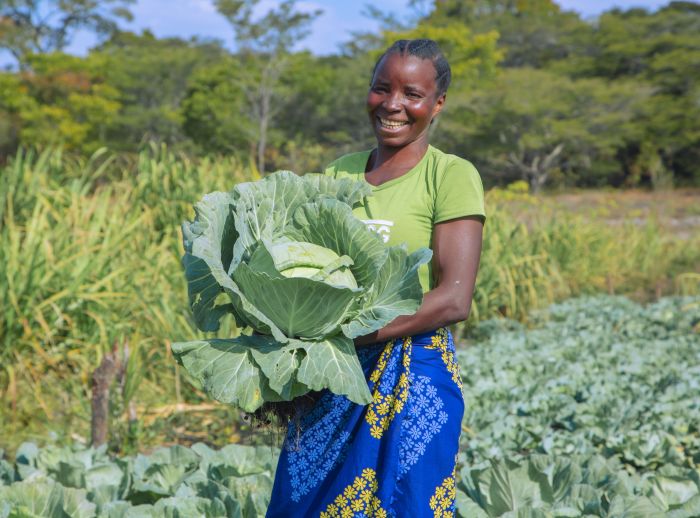 Tiyango Chinenge in her field in Zambia