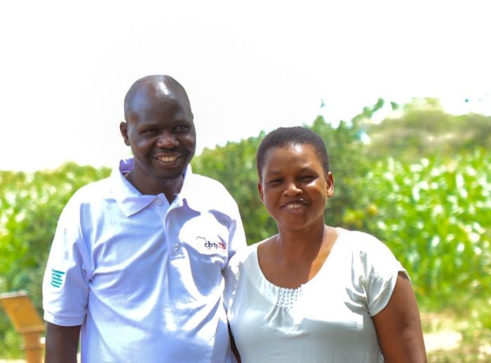 Lokut Raphael and his wife Kachinga Halima, smiling for the picture