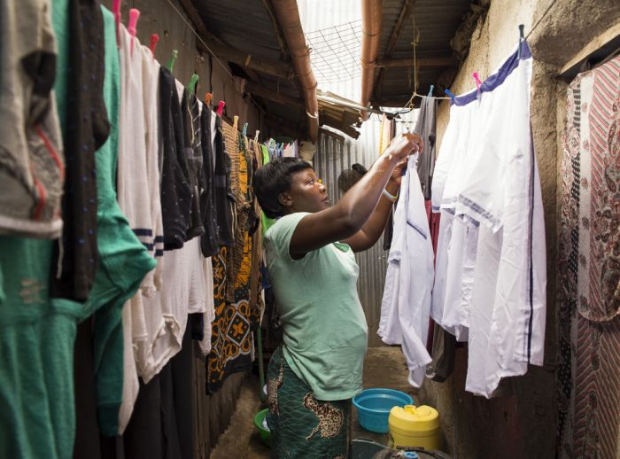 woman in poverty is underpaid domestic worker