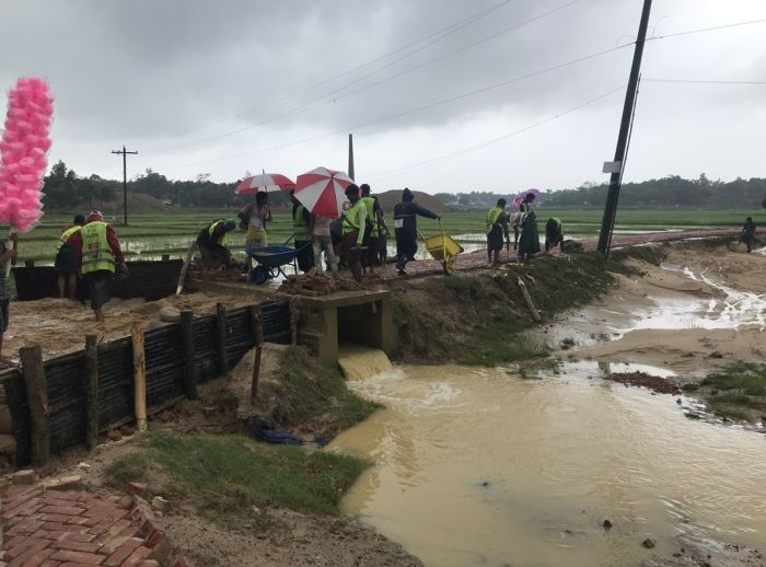 Damage following heavy rains at Rohingya refugee camp in Cox's Bazar