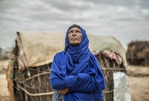 Amina Ibrahim looking at the sky