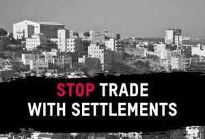 stop trade with settlements slogan