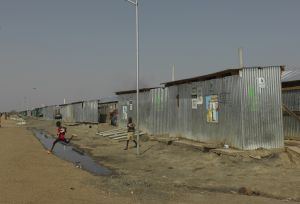 Toilets are built by Oxfam to assist sanitation at the transit centre in Renk.