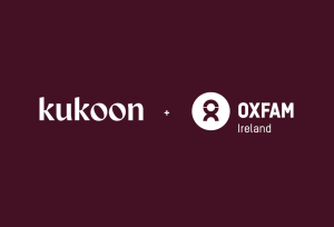 Reads: Kukoon + Oxfam Ireland. Both logo side by side to celebrate the partnership to raise funds for the Oxfam Gaza Appeal