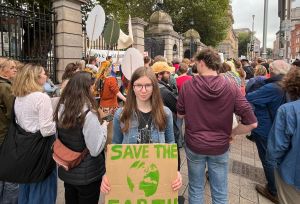 Ambassador Aimée Kielt at a climate march in Dublin