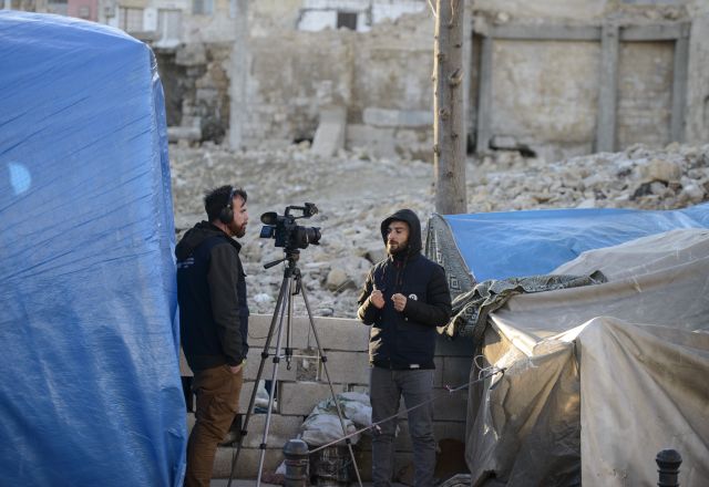 Oxfam Media team interviewing local partners in Turkey