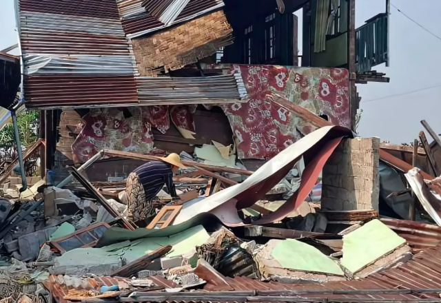 Devastation of residential housing caused by the major earthquake on 28th March 2025