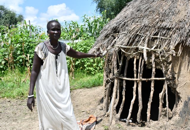 Nyalam, mother of 6, is just one of 170 households affected by the current floods in Lankien. Photo credit: Yangi Justine/ Oxfam