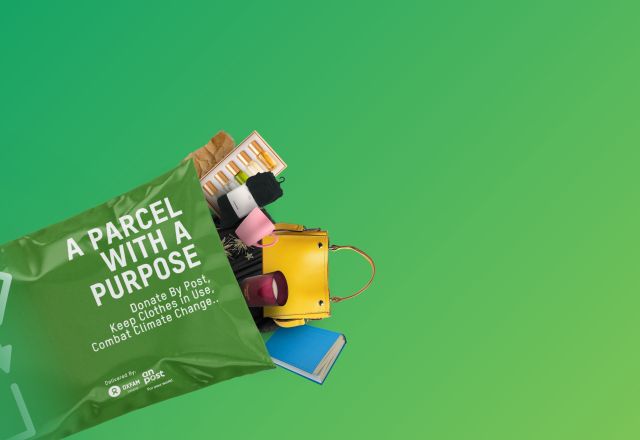 Postback bag with clothes, books, accessories, homewares and games spilling out of it.