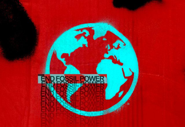 National Climate Demo Globe with End Fossil Power written on it