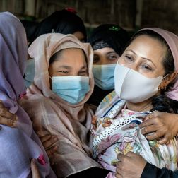 women at the RWWS women's center inside a camp in Cox's Bazar, Bangladesh