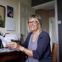 woman sitting at desk