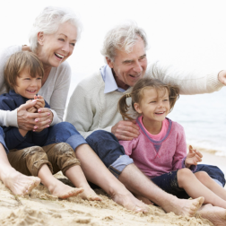 elderly couple and their grandchildren