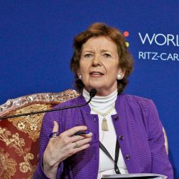 Mary Robinson speaking at the World Climate Summit in Doha 2012