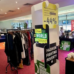 Oxfam Ireland pop up shop with clothing racks