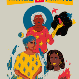 Oxfam's Personal to Powerful report poster featuring 3 designs representing women diversity.