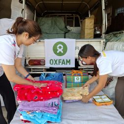 Preparation of households kits distribution for the people affected by the earthquake in Inle in southern Shan state.