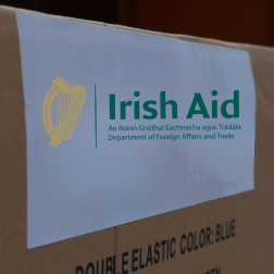 Irish Aid Logo on a Box label
