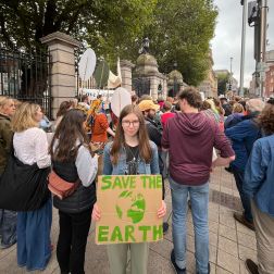 Ambassador Aimée Kielt at a climate march in Dublin