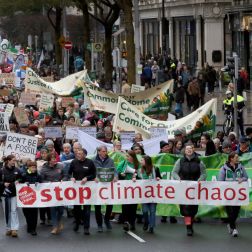 Large crowds at the National Climate Demonstration in Dublin. Leading is Jim Clarken, Oxfam Ireland CEO with other leading charities.