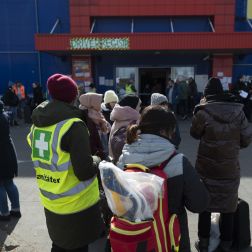 The "Tesco" Humanitarian Aid Center for refugees fleeing Ukraine. Przmeyśl, Poland.Photo © J.B. Russell/Panos Pictures