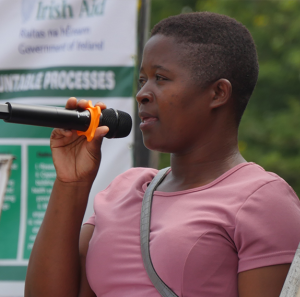 mercy, health promotion officer in malwai making speech