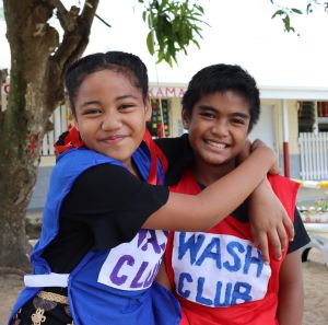 Nine year old Christopher and Nanise, are members of the WASH club at Pangai Primary School on remote Ha'apai island in Tonga. As leaders, they teach younger students proper handwashing and water conservation techniques.