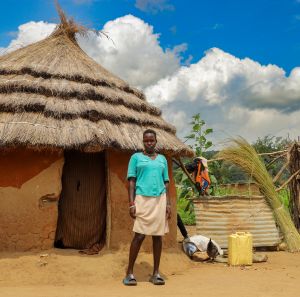 Noak Mercy in front of her house