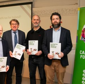 Report authors and Oxfam Ireland CEO with the report at its launch